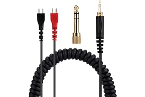 Alphatec HD25 25sp 560 540 480 430 414 250 Replacement Audio Cable, Compatible with Sennheiser Headphones, 3.5mm (6.35mm) to 2.5mm Male Stereo Jack Cord, coiled cable, 5 Ft (1.5 meters), Black