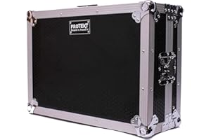 Protekt DDJ-FLX4 DDJ-400 Plus Series CSFLX4 DJ Flight Case + ripiano per laptop per controller Pioneer, Nero , 595 x 435 x 230 mm, Custodia per DJ