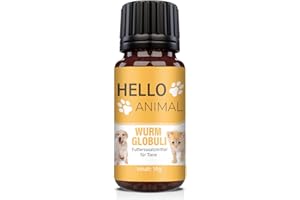 HELLO ANIMAL NEU: HelloAnimal® Wurm Globuli für Tiere wie Katzen, Hunde, Kaninchen und Geflügel - Kur vor, während und nach Befall, natürliches Mittel für Magen und Darm bei WURMBEFALL