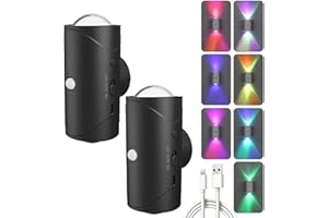 VIVIHEYDAY 1/2/4 Stück Intelligentes LED-Nachtlicht, RGB Farbverlauf, Kabellose LED Wandleuchte Innen mit Bewegungssensor, Wiederaufladbare Magnetische Wandlampe für Wohnzimmer Schlafzimmer Flur, Schwarz (2)