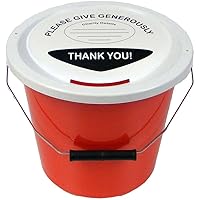 3 Charity Money Collection Buckets with Lids, Labels and Ties (5 Litres ...