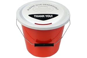 EARLY LEARNING CENTRE 3 Charity Money Collection Buckets with Lids, Labels and Ties (5 Litres) - Red