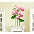 Wallbook Lotus Flowers Wall Sticker | Wall Stickers for Home, Kitchen, Office, Bedroom & Living Room (80 x 51 cms)