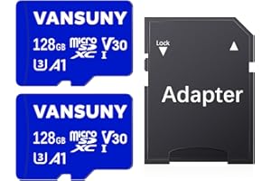 Carte SD 128Go, Lot de 2 Vansuny Carte Micro SD 128Go avec Adaptateur SD, Micro SD Vitesse de Lecture Allant jusqu'à 100 Mo/s (A1, U1, C10, V10, Carte SD Lot de 2 Cartes + 1 Adaptateur)