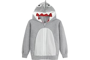 EULLA Sudadera con capucha para niños con cremallera, sudadera con capucha Dino Sudadera de manga larga de algodón con cremallera 92 98 104 110 116 122