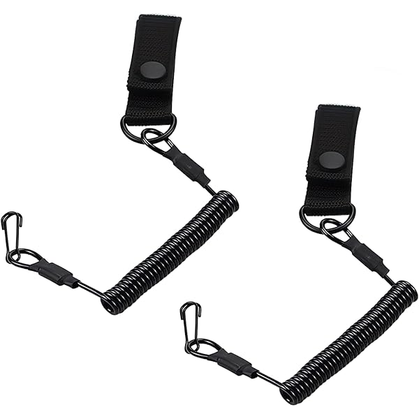 2 Stück Tactical Lanyards - Elastisches Sicherungsseil Mit Karabiner (Schwarz)