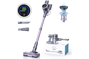 Lubluelu Aspirateur Balai sans Fil 25000pa|50Min, 255W|25.9V|1.5L avec Écran Tactile de 10CM, Anti-Emmêlement pour Poils Animaux Aspirateur Silencieux 62dB
