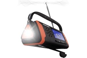 FosPower Tragbare Solar Radio, 4000mAh AM/FM/SW Notfall Wetter Kurbel Radio, Wiederaufladbare Powerbank mit LCD Anzeige, Taschenlampe, SOS Alarm für Wandern, Camping, Outdoor, Angeln, Notfall