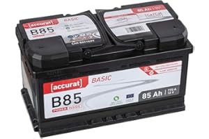 ‎ACCURAT Accurat Basic B85 Autobatterie - 12V, 85Ah, 770A, zyklenfest, wartungsfrei, 30% mehr Startleistung, Ca-Technologie, Pluspol rechts- Starterbatterie, Nassbatterie, Blei-Säure Batterie