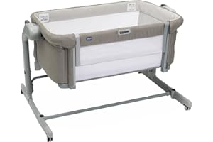 Chicco Next2Me Magic Evo, Berceau Bébé Cododo, Lit Bébé Cododo, avec Mode Balançoire, Rail Ouvrable, 11 Niveaux de Hauteur, Réglable en Hauteur, 4 Roues, Matelas et Sac de Voyage Inclus, Beige
