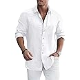 Elanbells Men's Dress Long Sleeve Button Down Shirt Casual Beach Untuck Wrinkle Free Shirt
