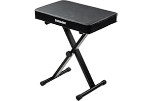SONICAKE Banco de Piano Ajustable, Taburete para Teclado con Cojín Grueso de 6 cm, Plegable y Portátil para Piano, Órgano, Sintetizador Negro