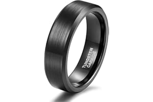 Titaniumcentral Damen Herren Ringe aus Wolframcarbid Gebürstet Schwarz Verlobungsringe Trauringe