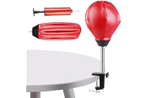 HOMURY Saco de boxeo de escritorio con bomba de aire, saco de boxeo colgante o saco de boxeo de pie, 37 x 16 cm, rojo