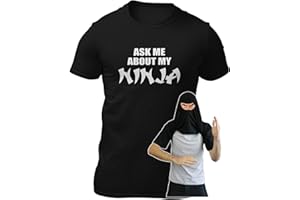 FUNKYSHIRT Gift for Men - Ask Me About My Ninja Disguise Flip Ninja Face T-Shirt - Funny Boys T Shirt