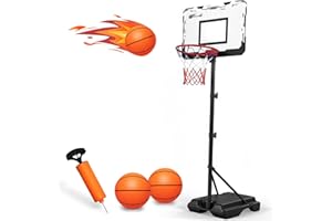 ‎DILABNDA Basketball Hoop, Basketballständer höhenverstellbarer Basketballkorb mit Ständer für Kinder Jugendliche, Outdoor Indoor Korb für den Garten Pool, Komplett-Set mit Ball & Pumpe
