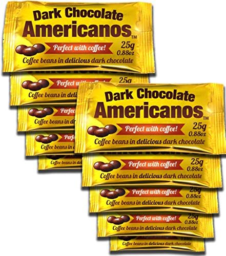 10 x New York Delhi Americano (Chocolate Coffee Beans) shot bags (10 x 25g) Gourmet Snacks
