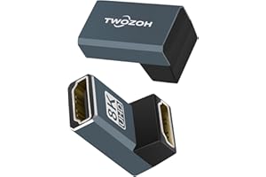 Twozoh Złącze HDMI 8K (2-pak), HDMI 2.1 żeński na żeński kąt prosty 90 stopni, obsługa 8K przy 60 Hz, 4K przy 120 Hz 1080p