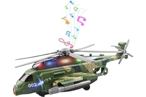 AtomDream Tech Helicopter Military Toy - Airplane with Lights and Music, Bump and Go Airplane Toys for Toddlers Boys Girls 3-5 6 7 8 Years Old, Vehicles Toy for Kids(Helicopter)