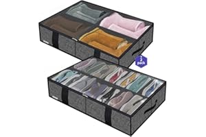 homyfort Organizador de calzado para debajo de la cama (tamaño grande, 14 + 4 compartimentos), Titular de la Zapata Bolsas organizadoras de Zapatos, Plegable, 86x60x15 cm, Negro Lino, 7XAUBS14S4