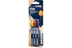 LYRA 797® L4878007 - Tizas para firmar y firmar (base de aceite) para marcas resistentes a la intemperie, blíster con 3 tizas (1 amarillo, rojo y azul)