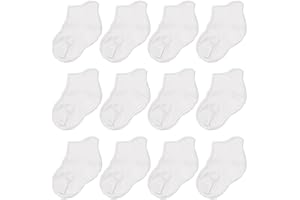 CozyWay Baby & Toddler Socks With Grippers Non Slip Low Cut Grip Socks for Girls and Boys Soft Comfy Cotton 12 Pack