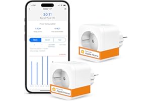 Enchufe Inteligente para Apple HomeKit, Refoss Enchufe WiFi 16A con Monitor de Energía, Temporizador, Control Remoto y por Voz, Compatible con Siri Alexa Google Home, 2 Piezas