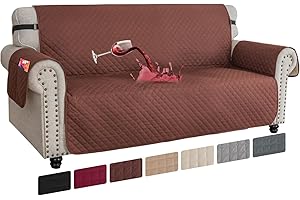 XINEAGE Fundas de sofá 3 Plazas, Fundas de sofá Impermeables, Protector de Sofa Reversible, Fundas de sofá Antideslizantes para Perros Mascotas (3 Plazas, Café)