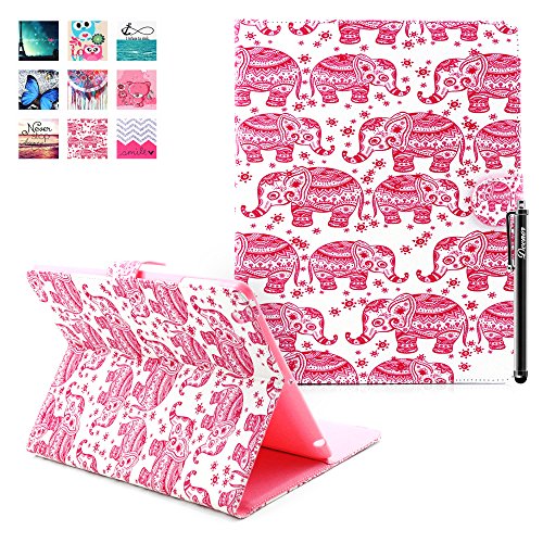iPad 2 iPad 3 iPad 4 Hülle, Deenor Red Elephant Pattern PU Leder Abdeckung Stand Flip Schutzhülle Hülle für Apple iPad 2 iPad 3 iPad 4. (Red Elephant)