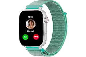 SaveFamily SaveWatch Plus 4G | Montre Connectée pour Enfants avec GPS, Appels, Vidéo, Whatsapp, Musique, Bluetooth et App Store | Cadran Blanc et Bracelet en Tissu Vert