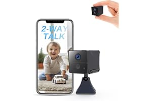 AOBOCAM Mini Telecamera Wifi, 150 Giorni di Standby Mini Telecamera 4K HD/Conversazione Bidirezionale/Rilevamento del Movimento AI Telecamera Wireless Wi-Fi Interno (black 1)