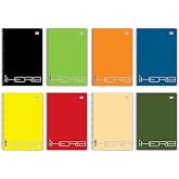 A4 Spiral School Notebook Set of 8&rsquo; &ndash; 4 Striped + 4 Squared &ndash; 72 Leaves (144 Pages)