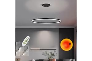 AIAO Lampa Wisząca Nowoczesny Stół Jadalny LED Światło Wiszące Pierścień Ze Zdalnym Sterowaniem Oświetleniem Ściemnialna Lampa Restauracyjna Regulowana Wysokość Dla Salonu Kuchnia Żyrandol (Size : Black 8