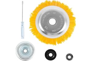BIOSA Brosse de désherbage ronde pour débroussailleuse - Diamètre intérieur du trou : 25,4 mm - Avec 4 accessoires d'installation - En soie de nylon - Pour désherber les mauvaises herbes - Accessoire de