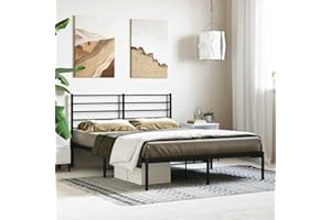 ‎VIDAXL vidaXL Metalowa rama łóżka z wezgłowiem, czarna, 160x200 cm, łóżko, metalowe łóżko, metalowe lozko, metalowa rama łóżka, rama lozka, łóżko z metalu