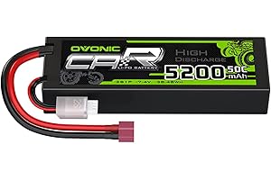 OVONIC 2s Lipo Batería 5200mAh 7.4V 50C con Conector Dean Style T para RC Car Boat Truck Buggy Associate Team Racing Hobby