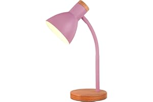 BEL AIR HOME - Lampe de Bureau ARGOS | Design avec Bois | Idéale pour Bureau et Chambre | Nécessite 1 Ampoule E-27 (AMPOULE NON INCLUSE) (ROSE)