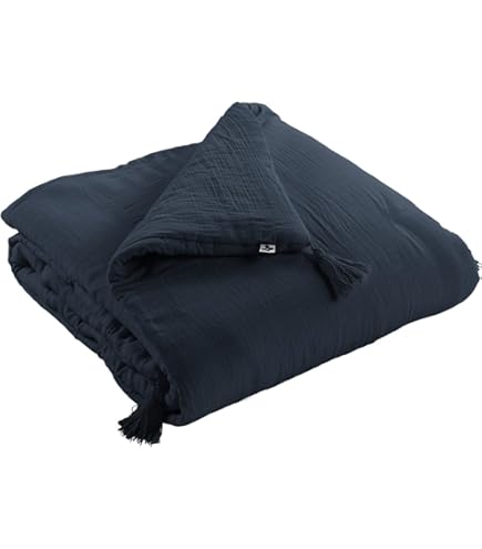 ED ENJOY HOME - Collezione Panama - Edredon con 4 pompon iuta - 100% cotone - Certificato Oeko-TEX - 90 x 190 cm - Colore Ecru