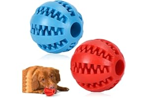 GYCAQAC Lot de 2 distributeurs de friandises interactifs pour chien, Jouets à mâcher indestructibles, balle en caoutchouc pour chiots, petits chiens, ennui, nettoyage des dents, entraînement du QI, 6 cm