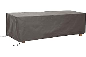 Perel Schutzhülle für Tische bis zu 240 cm, Abdeckplane, Abdeckhülle Garten, Möbel Abdeckung, Schutz Gartenmöbel, Winterabdeckung, grau, rechteckig, 245 cm x 105 cm x 75 cm