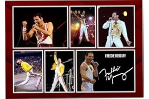 RJR PRINTS Freddie Mercury - Queen Signé A4 Montage Photo Impression Pré-Imprimé Signature Autographe Cadeau