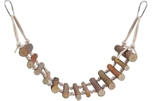 DAUERHAFT 1Pc Pappagalli Scala di Legno Naturale Ecologica e Sana, Ponte di Arrampicata sospeso per i pappagalli per esercitare i Loro Piedi