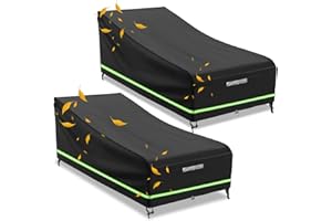 Devenirriche Juego de 2 fundas para tumbona, funda para tumbona de jardín con tira reflectante, tela Oxford 210D, funda para muebles de jardín y exterior (200 x 70 x 40 – 75 cm)