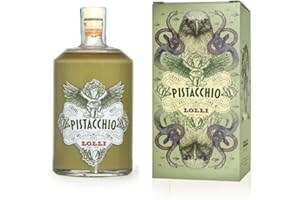 Liquore artigianale Pistacchio Lolli Limited Edition con astuccio serigrafato. Bottiglia da 700 ml. 16% vol.