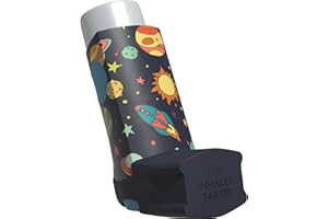 The Inhaler Tailor Cover for Ventolin and Shorter Style Inhalers in Over 30 Designs – Vegan Leather Case for Kids and Adults – Handmade in England (Space, Shorter Style)