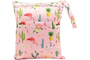 FenFang Bolsa Pañales Bebe, Reutilizable Wetbag, Impermeable Lavable con 2 Cremallera para Mamá de Bebé, Transpirable Organizador de Maquillaje de Colgar, Viajes, Playa, Piscina, Gym