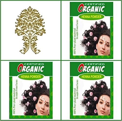 (Qty. 3) 100g Certified Organic Henna Powder for Hair Colour Conditioning. Golden Brown Colour.