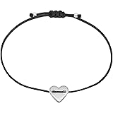 Selfmade Jewelry Armband Damen Silber Herz Handgemachte Makramee Armkette mit Herzchen Größenverstellbar Inkl. Geschenk-Verpa