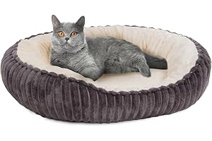 Wallace & Jones | Katzenbett für kleine und große Katzen | Cameron - Katzenkörbchen oval flauschig | Katzenkorb rutschfest | anthrazit-beige | Größe S | ca. 55 x 45 x 17 cm