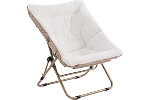 ‎TIITA Tiita Untertassenstuhl ohne Ottomane, weicher übergroßer Klappstuhl aus Kunstfell, weicher pelziger Loungesessel, Mondstuhl mit Metallrahmen für Schlafzimmer, Wohnzimmer, Wohnheim, Garten und Hof